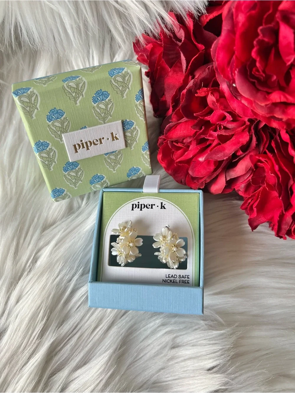 Piper K Floral Statement Earrings – New in Gift Box